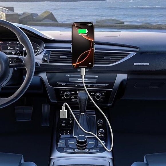 NEW 2pc Pack 3ft Carplay Cord Fast Charging for iPhone 17-16-15 Air Plus Pro Max - Picture 6 of 10